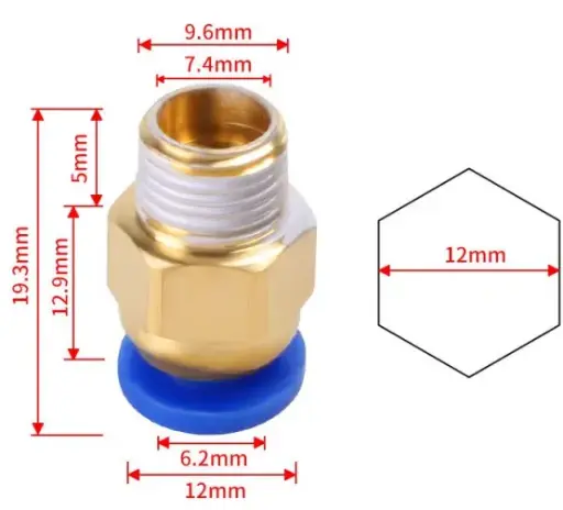 PC6-01 Pneumatic Connector for 3mm(M10)