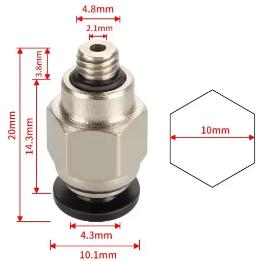 PC4-M5 Pneumatic Connector for 1.75mm(Silver)
